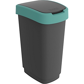 Rotho TWIST waste garbage can, 50 l, 2 opening options, plastic, green