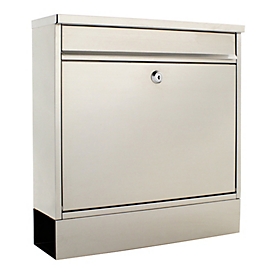 Rottner Boîte aux lettres Hochhaus II, montage mural, rouleau de courrier, serrure à cylindre, 2 clés, inox, L 360 x P 115 x H 380 mm, autocollant de chaleur accu inclus