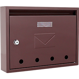 Rottner Boîte aux lettres Imola brun - tôle d'acier, avec porte-nom et fenêtres transparentes