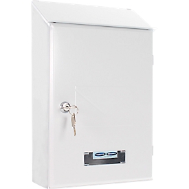 Rottner Boîte aux lettres Pisa blanc - acier, butée de porte latérale, volet biseauté