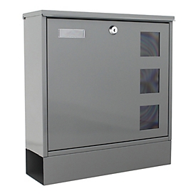 Rottner Boîte aux lettres Postale, montage mural, fermeture nominative/rouleau de courrier/fenêtre de visualisation, serrure à cylindre, 2 clés, tôle d'acier, L 365 x P 120 x H 380 mm