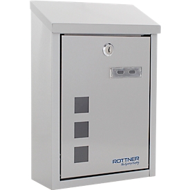 Rottner Briefkasten Casa Inox – Edelstahl, Schutzklappe, für A4-Format, Wandmontage