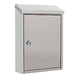 Rottner Briefkasten Ferrara, Wandmontage, Zylinderschloss, 2 Schlüssel, Edelstahl, B 210 x T 70 x H 290 mm