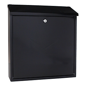 Rottner Briefkasten Firenze, Wandmontage, Zylinderschloss, 2 Schlüssel, Stahlblech, B 365 x T 115 x H 390 mm, schwarz-grau