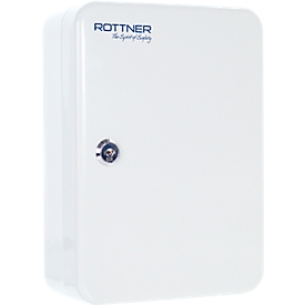 Rottner Caisse à clés TS 48, serrure à cylindre, pour 48 clés, L 185 x P 85 x H 250 mm, acier, gris clair
