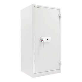 Rottner Office 1 Premium steel office cabinet, 230 l, hinged door, 2 shelves, double-bit lock, W 600 x D 520 x H 1220 mm, steel, light gray RAL 7035