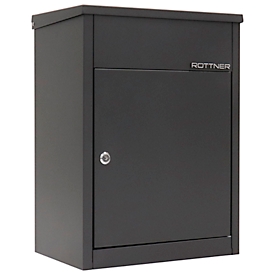Rottner parcel letter box Parcel Keeper 500, wall/floor mounting, for parcels L 310 x W 290 x H 155 mm, powder-coated sheet steel, black