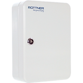 Rottner sleutelcassette SK 20, cilinderslot, voor 20 sleutels, B 180 x D 85 x H 250 mm, staal, lichtgrijs
