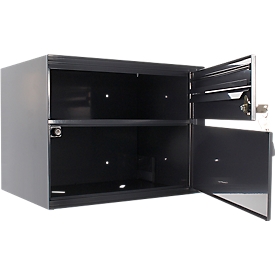 Rottner Swiss Mailbox Enzian, parcel letter box, 39.2 liters, cylinder lock, black-grey
