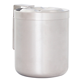 Rottner wall ashtray, round, volume 2 l, lid with 4 trays, safety bracket, W 102 x D 123 x H 125 mm, stainless steel