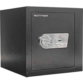 Rottner Wertschutzschrank Monaco 45, Flachriegelverriegelung, Zylinderschloss, B 435 x T 445 x H 435 mm, schwarz