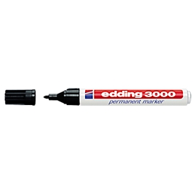 Rotulador permanente edding 3000, punta redonda, resistente a la luz y a la abrasión, 10 piezas, negro