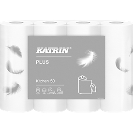Rouleau pour la cuisine Plus KATRIN, blanc, 3 épaisseurs, 61 feuilles par rouleau, 32 rouleaux par carton
