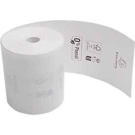 Rouleau thermique Exacompta 40768E, compatible avec tous les systèmes de caisse thermiques, L 76 m x l 80 x Ø 72 mm, 1 couche, papier phénolique et certifié FSC®, blanc, 10 pièces