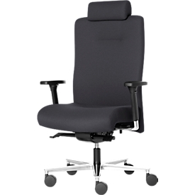 ROVO Bürostuhl R 200, mit Armlehnen, Synchronmechanik, bis 200 kg, Muldensitz, Kopfstütze, anthrazit/alusilber