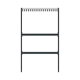 Row coat rack Functionals TERTIO EV2, free-standing, 19 hooks, W 1000 mm, aluminum/steel/plastic, silver-dark grey