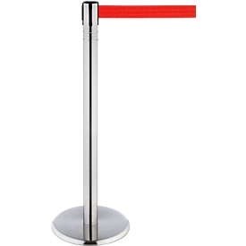 RS-GUIDESYSTEMS Gurtpfosten, Edelstahl, 360° Drehkopf, Höhe 1000 mm, Gurtbandmaß L 2300 x B 50 mm, Gurtfarbe rot