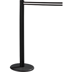 RS-GUIDESYSTEMS® Gurtpfosten GLA 28, inkl. Bodenteller Ø 330 mm & Gurtkassette 2,3 m Auszug, 1 Stück, Gurt schwarz/weiß
