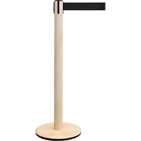RS GUIDESYSTEMS Slagboompaal GLA Eco-28, houten basis, bandverlenging 2300 mm, bandbreedte 50 mm, essen, bandkleur zwart