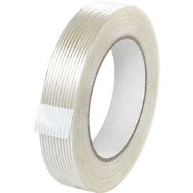Ruban adhésif filament, renforcé de fibres de verre, particulièrement résistant à la déchirure, L 25 mm, 36 pièces