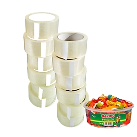 Ruban d'emballage Nopi Classic, 12 rouleaux, rouleau de 66 m de long, transparent + boîte de Haribo Phantasia GRATUITE