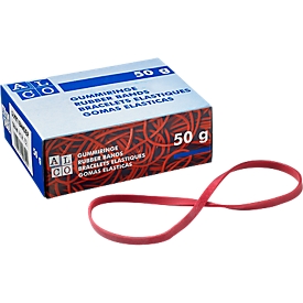 Rubber bands, red, 150 x 4 mm, 50 g