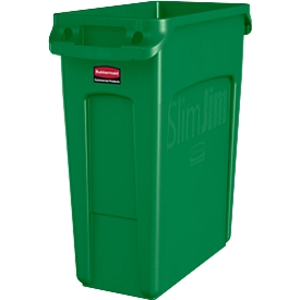 Rubbermaid Abfallbehälter Slim Jim, L 590 x B 280 x H 630 mm, 60 l, Kunststoff, grün