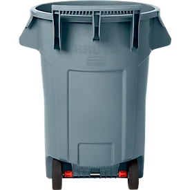 Rubbermaid Abfallbehälter Wheeled Brute, mit Rollen und Luftkanälen, L 720 x B 700 x H 908 mm, 167 l, Kunststoff, grau