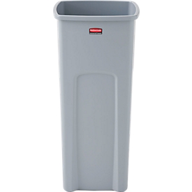 Rubbermaid afvalbak Untouchable, vierkant, met klemgleuf, L 394 x B 419 x H 836 mm, 87 l, kunststof, grijs