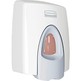 Rubbermaid foam soap dispenser, volume 400 ml, manual, antimicrobial push button, viewing window, lifetime warranty, plastic, white/gray