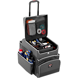 Rubbermaid® Quick Cart, klein, volume 30 l, binnencompartimenten, telescopische handgreep, L 419 x B 363 x H 432 mm, hoogwaardige kunststof, donkergrijs