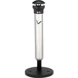 Rubbermaid Standascher Infinity, für den Außenbereich, mit Ausdrückplatte und Inneneimer, Ø 400 x H 1000 mm, 4,9 l, Edelstahl, schwarz