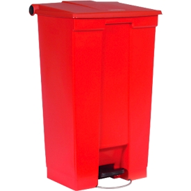 Rubbermaid Tretabfalleimer Legacy Step-On, durchstossfest, mit Deckeldämpfer, L 419 x B 501 x H 828 mm, 87 l, Polyethylen, rot