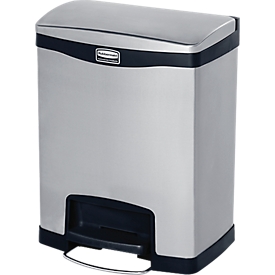 Rubbermaid Tretabfalleimer Slim Jim Step-On, L 428 x B 326 x H 556 mm, 30 l, Edelstahl, schwarz
