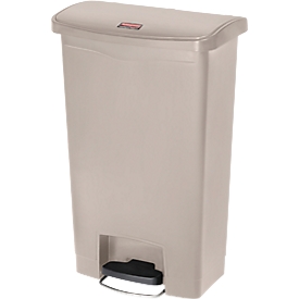 Rubbermaid Tretabfalleimer Slim Jim Step-On, L 457 x B 292 x H 719 mm, 50 l, Kunststoff, beige