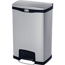 Rubbermaid Tretabfalleimer Slim Jim Step-On, L 460 x B 348 x H 728 mm, 50 l, Edelstahl, schwarz