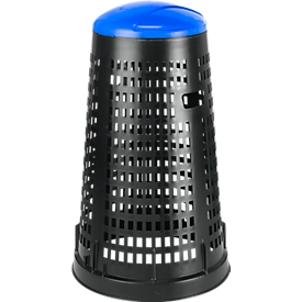 Ruff waste garbage can, for 70-120 l plastic &amp; paper bags, perforated look, ø 525 mm, recycled plastic, blue-black