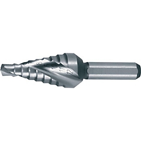 RUKO foret étagé HSS, Ø 4-12 mm, rainure hélicoïdale, L 48 mm, 2 tranchants, affûtage en croix, construction d'armoires électriques