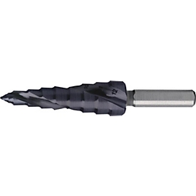 RUKO foret étagé ULTIMATECUT taille 0/9, HSS RUnaTEC, Ø 5-12 mm, rainure hélicoïdale Z.2, pointe FLOWSTEP®.