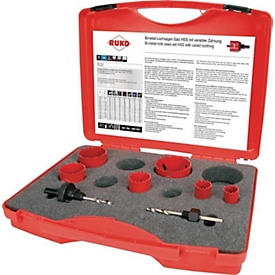 RUKO Lochsägensatz 8-tlg., Ø 19-57 mm, HSS-Bi-Metall, Schnitttiefe 38 mm, für Sanitär, inkl. Kunststoffkoffer