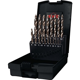RUKO Spiralbohrersatz ULTIMATECUT FS, Ø 1-10 mm, HSS-Co5 Gold, DIN 338, FLOWSTEP®-Spitze, 19-teilig
