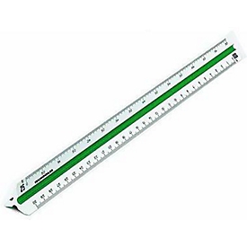 RUMOLD Dreikantmaßstab 150, Architekt, Kunststoff weiß, L 30 cm, Präzisionsteilung, Made in Germany