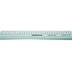 RUMOLD snijliniaal 938 105, aluminium, L 50 cm, stalen rand, anti-slip, zwaaihaak mm, zilver