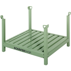 Rungengestell Schäfer Shop Select, L 1050 x B 850 x H 965 mm, resedagrün RAL 6011, bis 1000 kg, 3-fach stapelbar