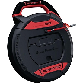 RUNPOTEC Tire-câble GF3, tige en fibre de verre Ø 3 mm, longueur de bande 20 m, rayon de courbure 38 mm, sans compteur de mètres