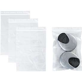 S&Z Druckverschlussbeutel, Polypropylen, 160 × 220 mm, 50 µm, 50% Regeneratanteil, ohne Druck, transparent, 1000 Stk.