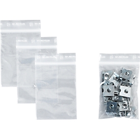 S&Z Druckverschlussbeutel, Polypropylen, 60 × 80 mm, 50 µm, 50% Regeneratanteil, ohne Druck, transparent, 1000 Stk.