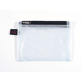 Sac à double chambre FolderSys, A6, 2 fermetures éclair, boucle pour doigt, PVC, noir-transparent, 10 pièces