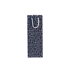Sac cadeau pour bouteilles CLAIREFONTAINE Men in blue, avec cordelette &amp; étiquette d'inscription, résistant à la déchirure, L 127 x P 90 x H 355 mm, blanc-bleu, 6 pièces