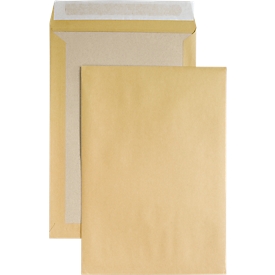 Sac d’expédition, B4, cartonnettes et fermeture adhésive, sans fenêtre, brun, 125 p.